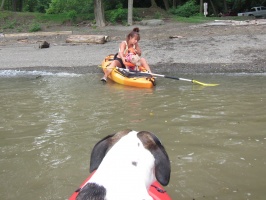 Grace in my boat, Mia in Debs IMG 3446